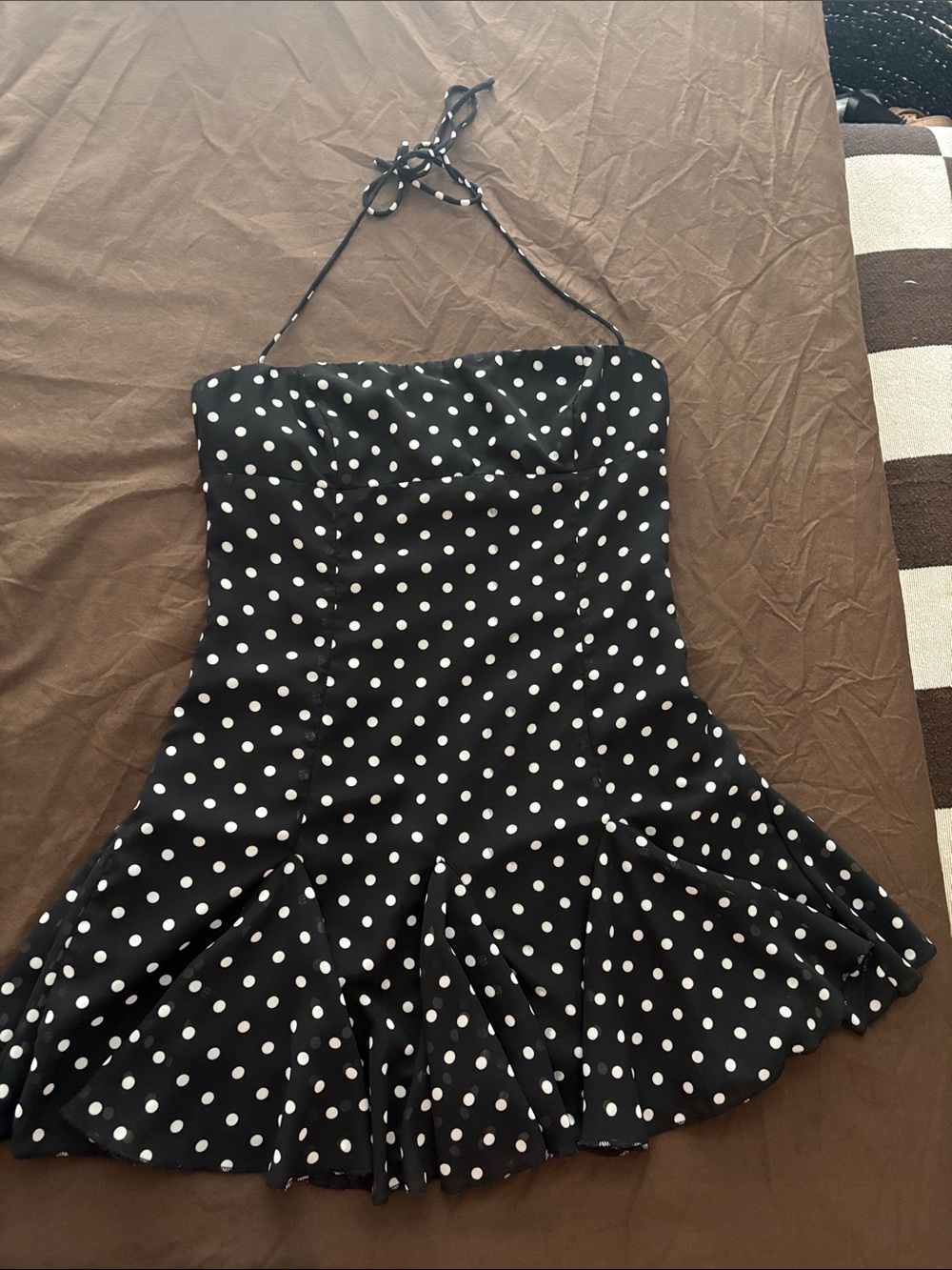 Princess Polly Black and White Strapless Polka Dot Dress